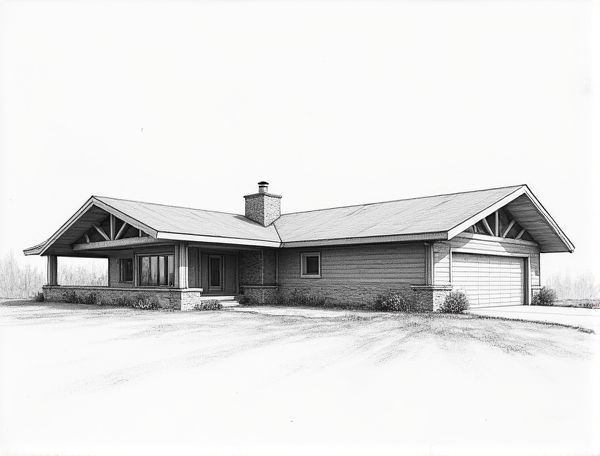 Prairie-Style Home Design with Extended Cantilevered Eaves in Modern Manufacturing