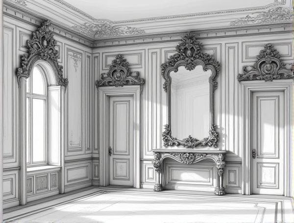Rococo Home Design: Luxurious Spaces with Ornate Gilded Mirrors in Modern Manufacturing