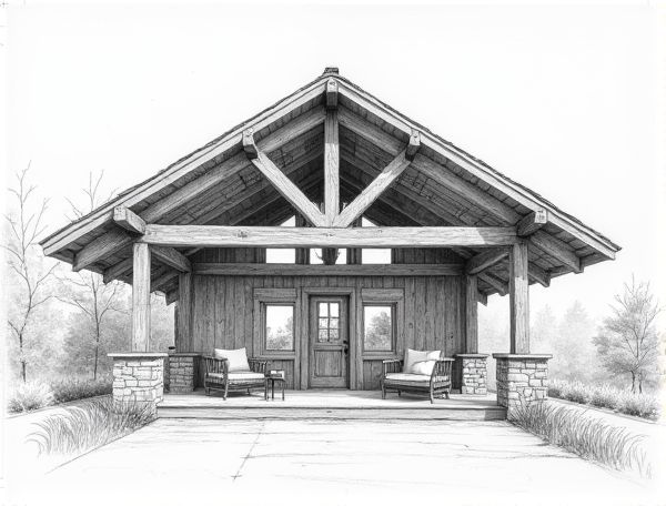 Rustic Home Design Featuring Reclaimed Barn Beam Trusses in Modern Manufacturing