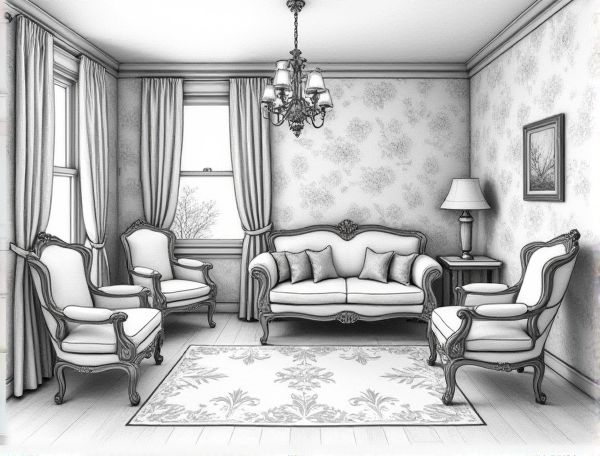 Shabby Chic Home Design Featuring Floral-Patterned Wallpaper: A Detailed Look into Modern Manufacturing