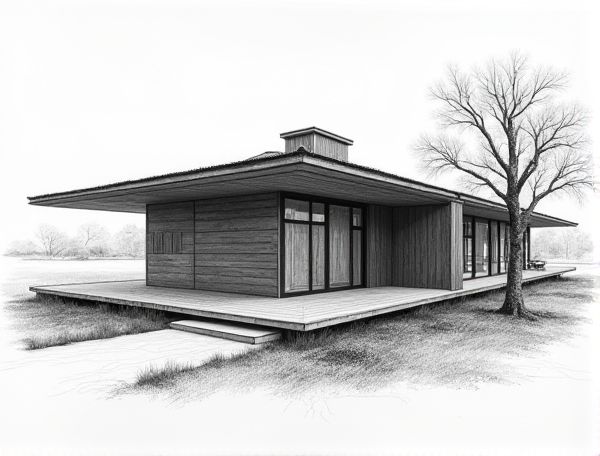 Shou Sugi Ban Home Design with Seismic Retrofitting in Modern Manufacturing Practices