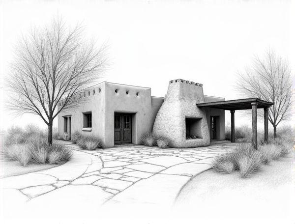 Southwest Adobe Home Design Featuring Kiva Fireplaces: Manufacturing Methods and Architectural Highlights