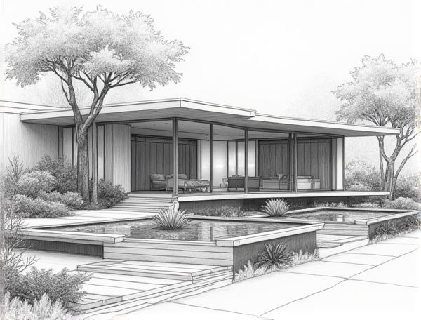 Tropical Modernism Home Design Featuring Indoor Koi Ponds in Manufacturing Spaces