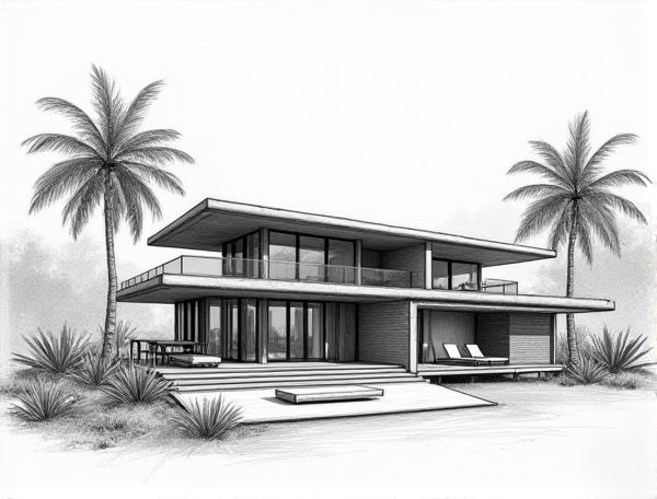 Tropical Modernist Home Design with Deep Overhangs in Manufacturing: A Fusion of Style and Climate Adaptation