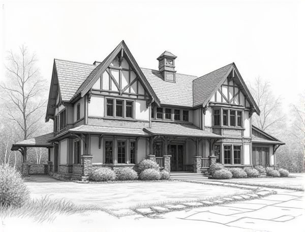 Tudor Revival Home Design Enhanced by Radiant Floor Heating in Modern Manufacturing