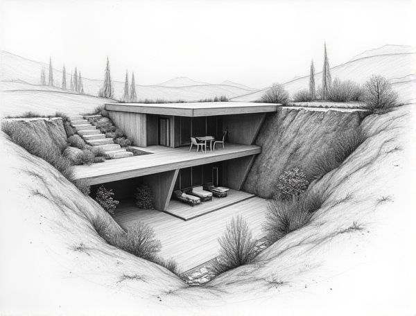 Underground Home Design with Passive Earth Berming for Efficient Manufacturing Facilities
