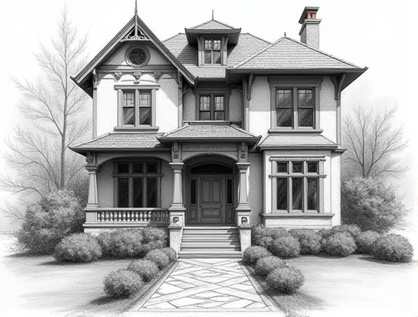 Victorian Home Design Showcasing Encaustic Cement Tile Entryways in Modern Manufacturing